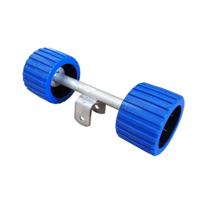 Marine Boat Trailer Ribbed Plastic Dual Wobble Roller Assembly