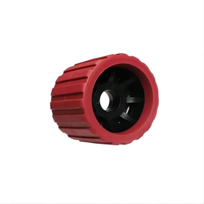 Black Polyurethane Boat Trailer Wobble Roller With Center Red